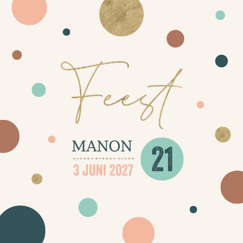 Uitnodiging hip 21 diner verjaardag vrouw met confetti