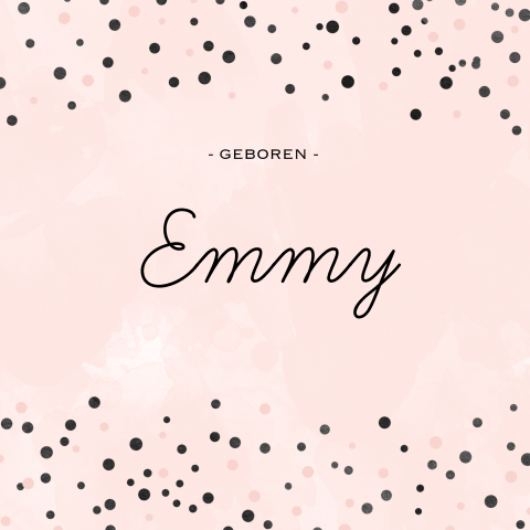 Geboortekaartje meisje met watercolour en stippen