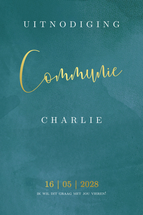 Moderne uitnodiging plechtige communie met velvet