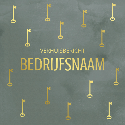 Zakelijke verhuiskaart sleutels met goudfolie tekst