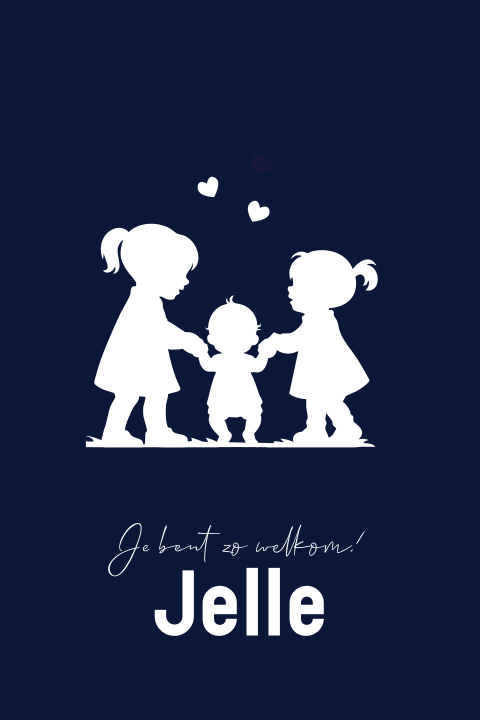 Geboortekaartje 3e kindje een jongetje samen met grote zussen