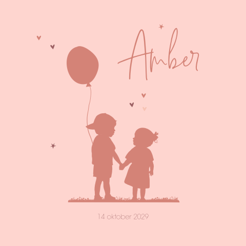 2e kindje geboortekaartje meisje met grote broer