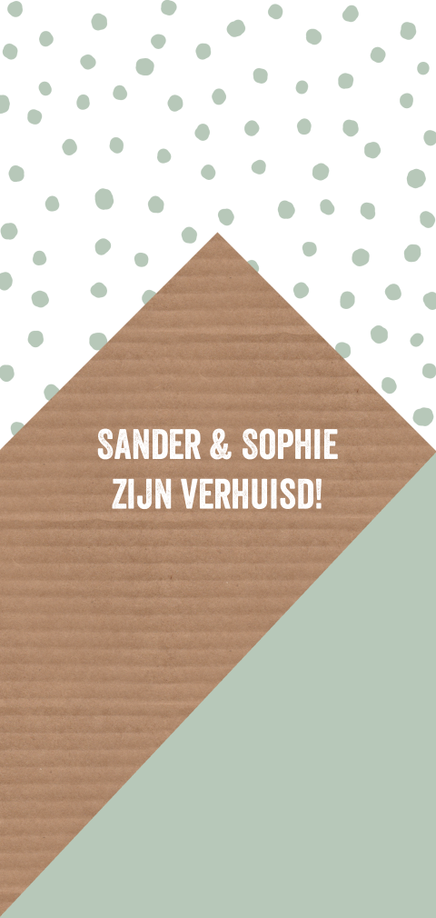 Verhuiskaart hip langwerpig huisje stippen