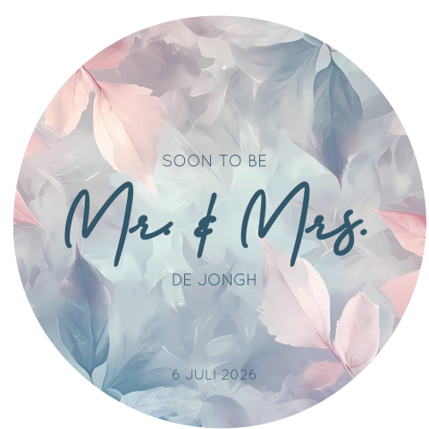 Ronde trouwkaart kleurrijk ontwerp met bladeren