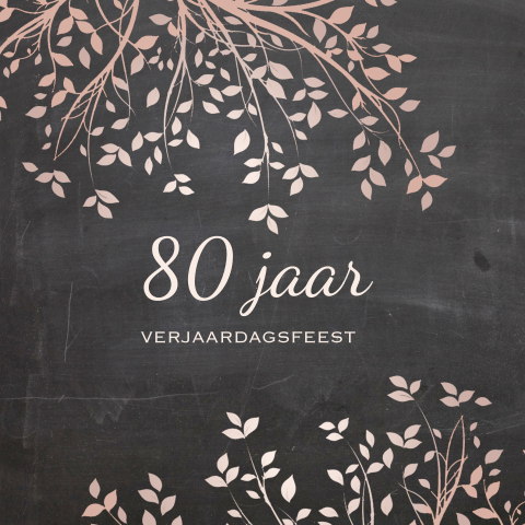 Uitnodiging 80e verjaardag koper tinten bladeren