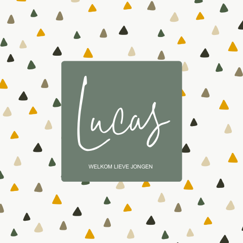 Geboortekaartje driehoekjes jongen groen