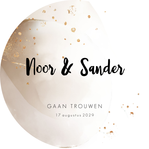 Sticker met bruin tinten aquarel en goud glitter look