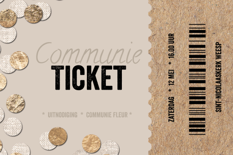 Feestelijke party ticket uitnodiging communie