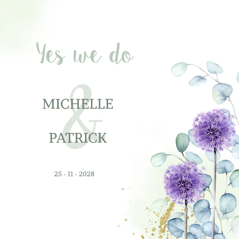 Uitnodiging trouwkaart met eucalyptus