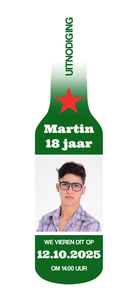 Uitnodiging 18e verjaardag bier bierflesje