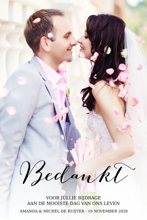 Modern bedankkaartje bruiloft met foto