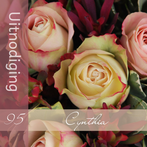 95 jaar verjaardag uitnodiging aubergine bloemen 