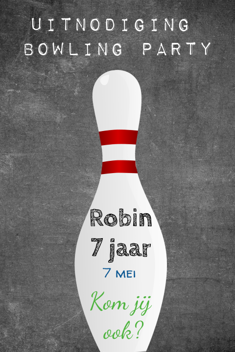 Uitnodiging kinderfeestje voor een bowling feestje