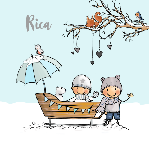 2e kindje geboortekaartje broertjes in de winter