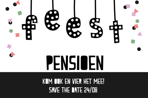 Originele uitnodiging pensioenfeest met confetti
