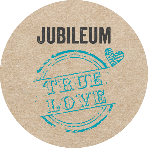 Sticker met kraftlook achtergrond en stempel