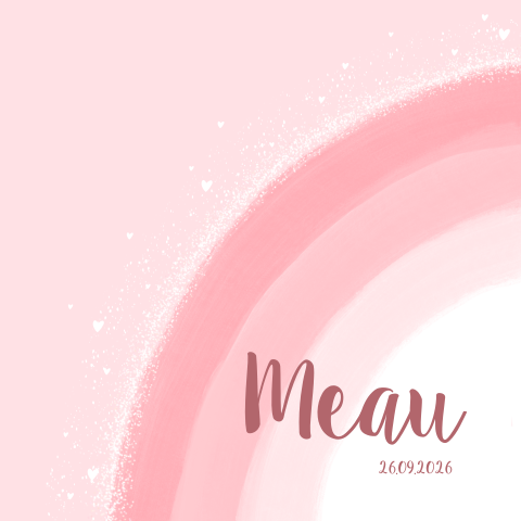 Geboortekaartje regenboog roze hartjes glitter meisje