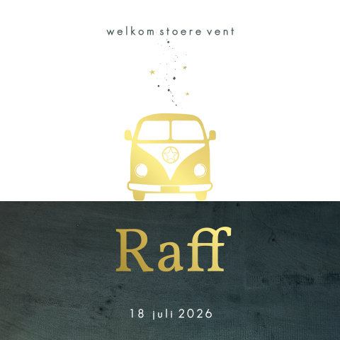 Retro geboortekaartje met VW t1 busje