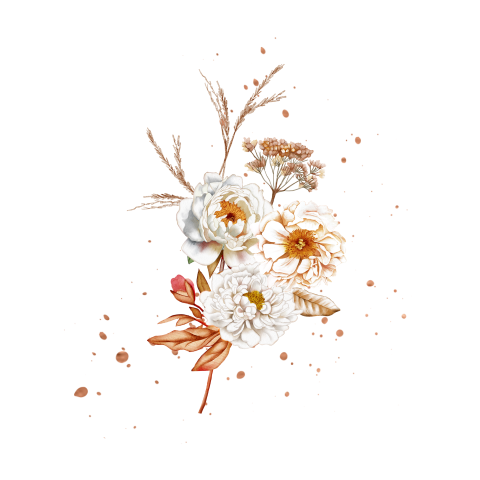 Sluitzegel met witte rozen en droogbloemen