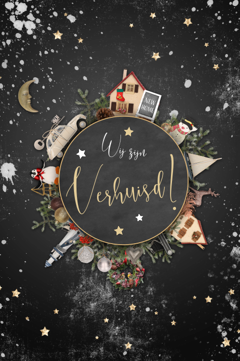 Verhuiskaart en kerstkaart in 1 met leuke elementen