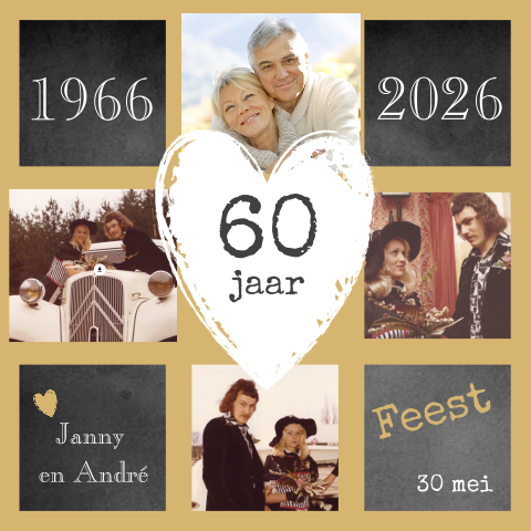 Kaart uitnodiging feest 60 jaar getrouwd huwelijk
