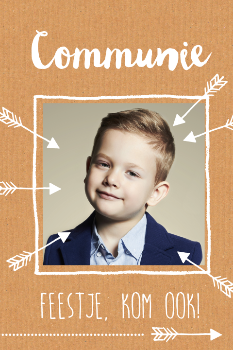 Uitnodiging eerste communie met kraft look