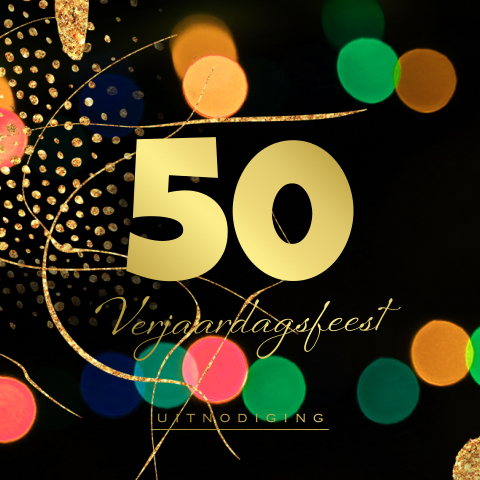 Kleurrijke uitnodiging 50 jaar verjaardag confetti