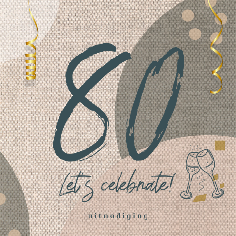 Uitnodiging 80 jaar verjaardag linnen look