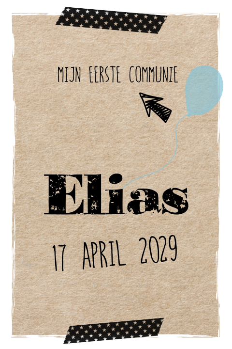 Kraft kleurige uitnodiging eerste communie