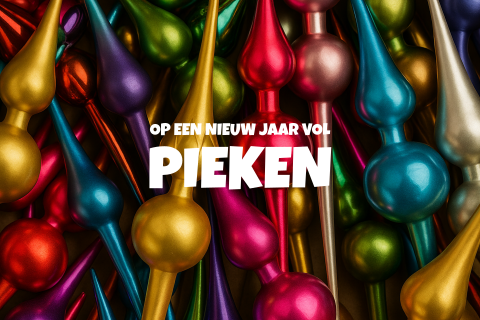 Kerstkaart met pieken in kleuren