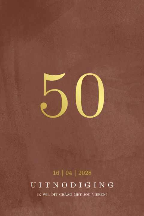 Verjaardag 50 jaar uitnodiging met goudfolie