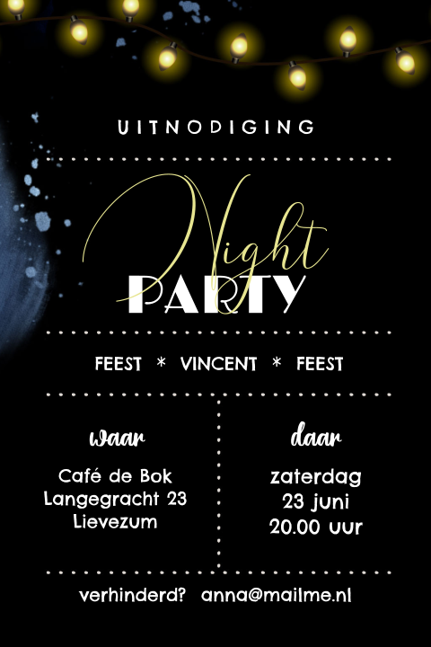 Moderne uitnodiging night party lampjes