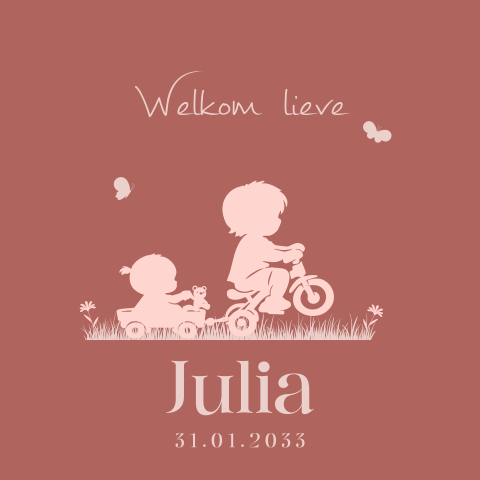 fietsje broer zusje silhouet lente zomer 