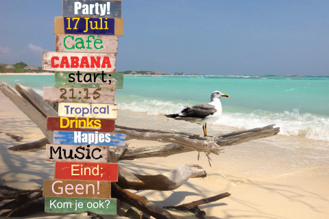 Strandfeest uitnodiging verjaardag tekstborden