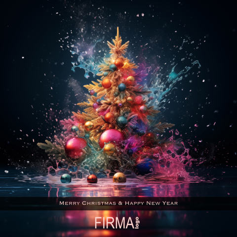Moderne zakelijke kerstkaart multicolor kerstboom