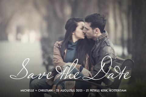 Save the date kaartje met foto en trendy typografie