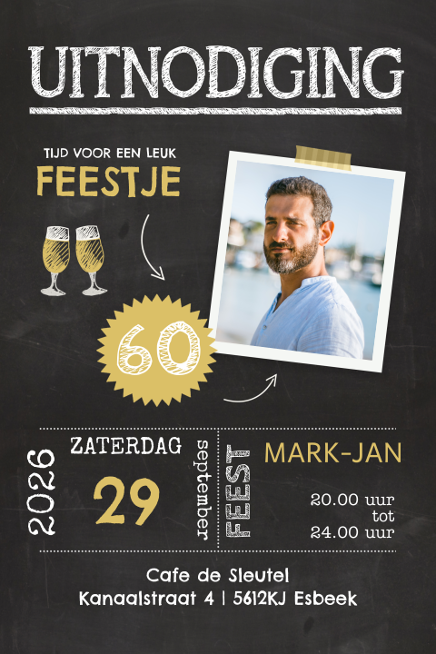 Uitnodiging 60e verjaardag man met foto