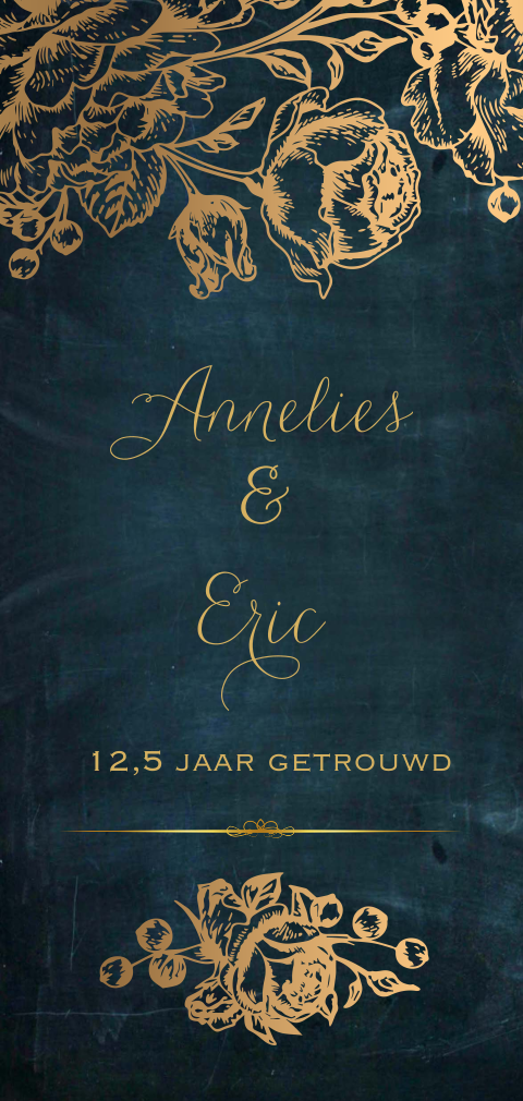 Jubileum 12,5 jaar getrouwd goudkleurige bloemen