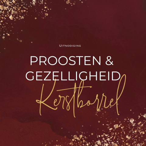 Uitnodiging kerstborrel roest goudlook spetters