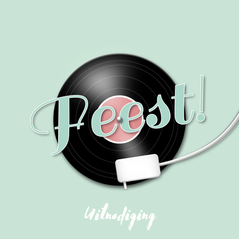 Feest uitnodiging LP disco mint groen