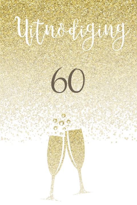 Uitnodiging verjaardag 60 jaar met champagne glazen