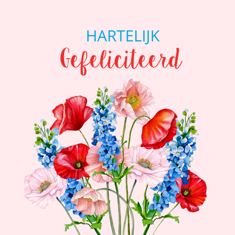 Wenskaart felicitatie verjaardag wilde bloemen