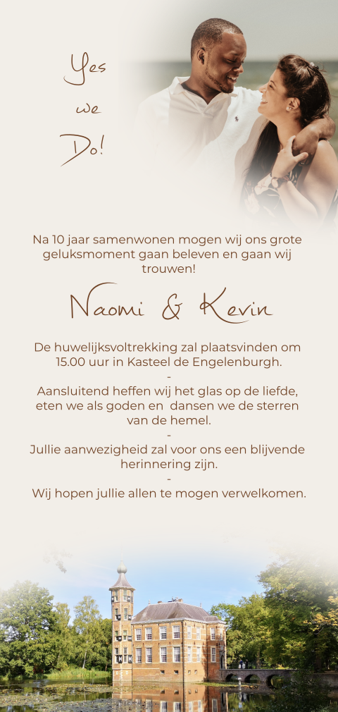 Foto trouwkaart met twee foto's voorkant