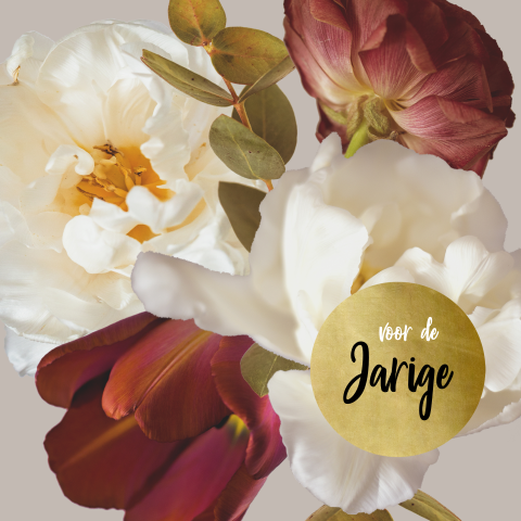 Wenskaart bloemen met goud