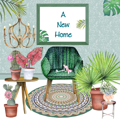 Verhuiskaart met hippe inrichting