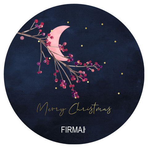 Rond zakelijke kerstkaart bloesem donkerblauw