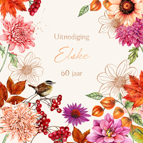 Uitnodiging voor een vrouw verjaardag met bloemen hoogglans