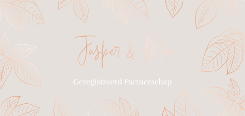 Geregistreerd partnerschap met bladeren in glimmend roséfolie