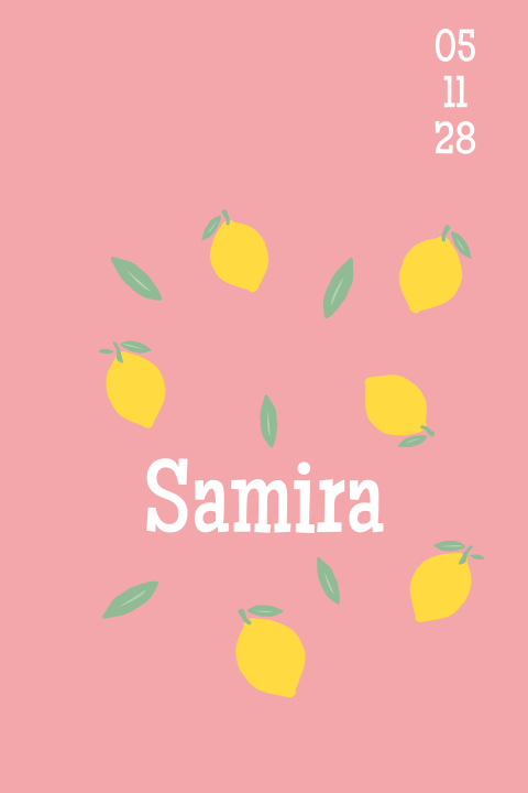 Vrolijk zomers geboortekaartje met citroenen