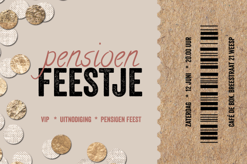 Pensioen feest uitnodiging hippe feest ticket